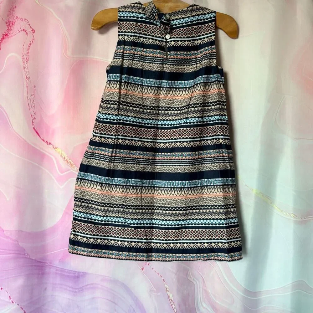 Crewcuts 6 Navy Blue Pink Striped Dress Preppy Luxury Artsy Pockets Boardwalk